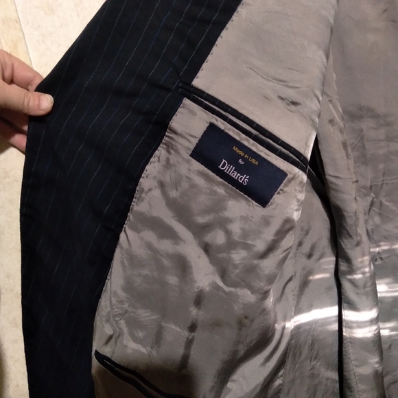 Hart Schaffner Marx size 54R navy blue pin stripes suit jacket - Picture 3 of 6